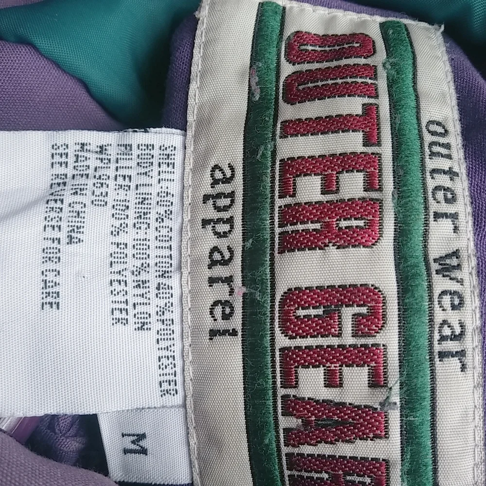 Outer Gear M Purple Turquoise Snap Zip Hoodie Coat - Picture 2 of 13
